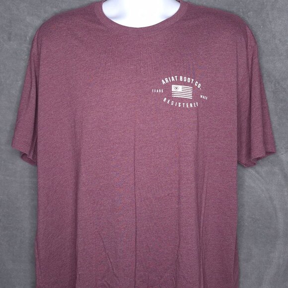 Ariat Boot Co. Mens Graphic T-Shirt XXL Short Sleeve Heathered Maroon Tee - Picture 1 of 5